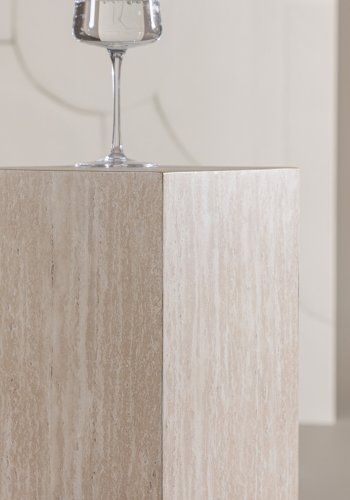 VIND COLLECTION Ramsvik sidebord, firkantet - beige MDF med travertin-look (23x23xH:65)