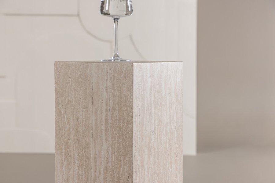 VIND COLLECTION Ramsvik sidebord, firkantet - beige MDF med travertin-look (23x23xH:65)