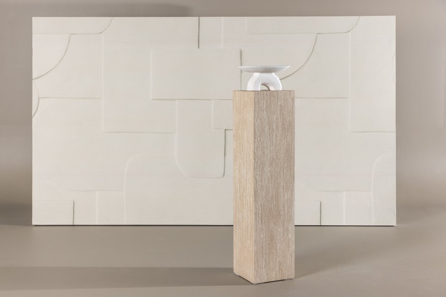 VIND COLLECTION Ramsvik sidebord, firkantet - beige MDF med travertin-look (23x23xH:95)