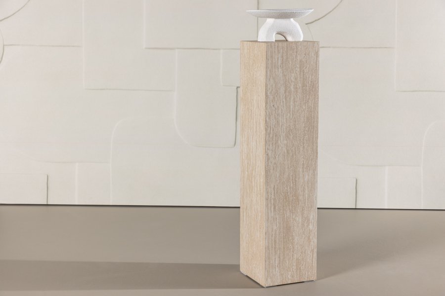 VIND COLLECTION Ramsvik sidebord, firkantet - beige MDF med travertin-look (23x23xH:95)