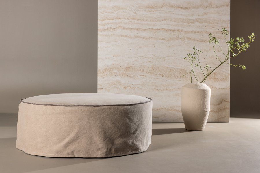 VIND KOLLEKSJON Vindö puf, rund - brunt stoff (101)