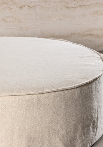 VIND KOLLEKSJON Vindö ottoman, rund - beige stoff (101)
