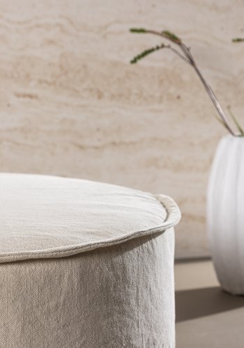 VIND KOLLEKSJON Vindö ottoman, rund - beige stoff (101)