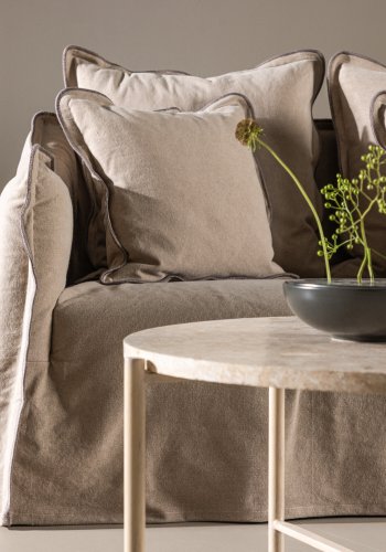 VIND COLLECTION Oskarshamn 3-seters sofa - beigebrunt stoff og bjrketre