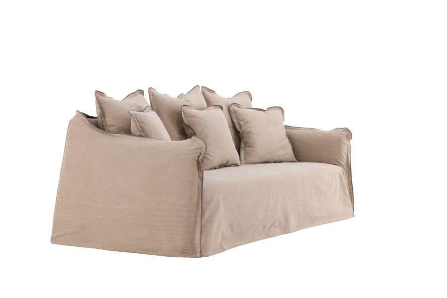VIND COLLECTION Oskarshamn 3-seters sofa - beigebrunt stoff og bjrketre