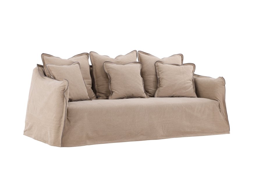 VIND COLLECTION Oskarshamn 3-seters sofa - beigebrunt stoff og bjrketre