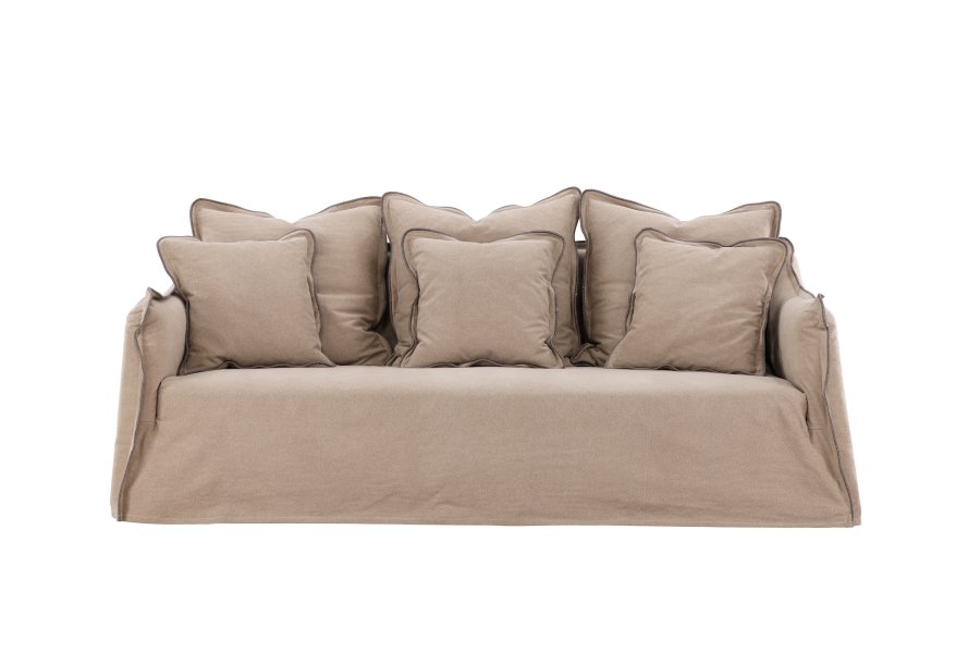 VIND COLLECTION Oskarshamn 3-seters sofa - beigebrunt stoff og bjrketre