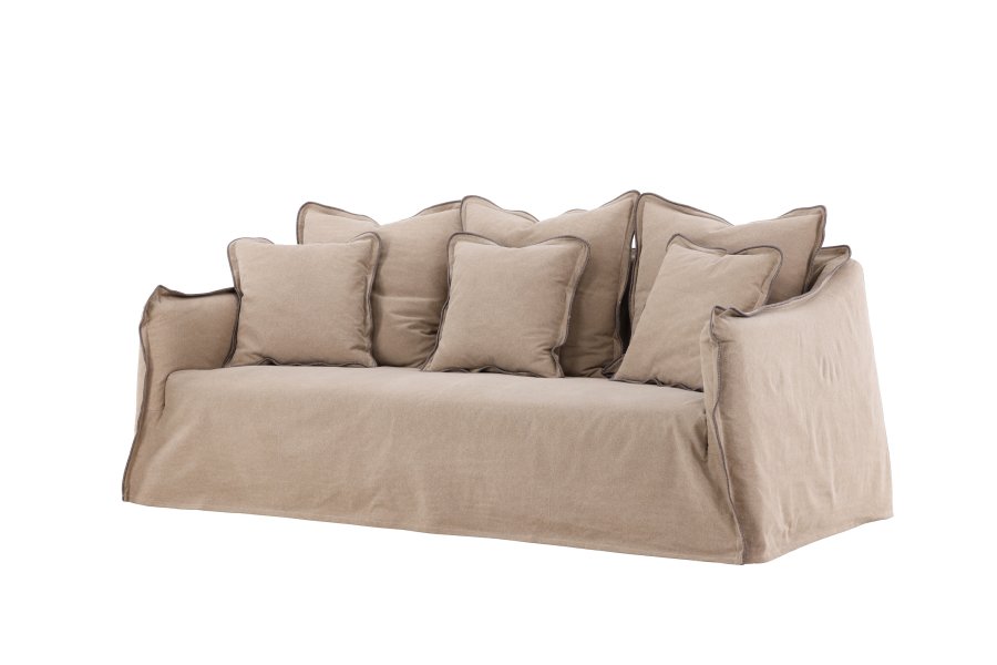 VIND COLLECTION Oskarshamn 3-seters sofa - beigebrunt stoff og bjrketre