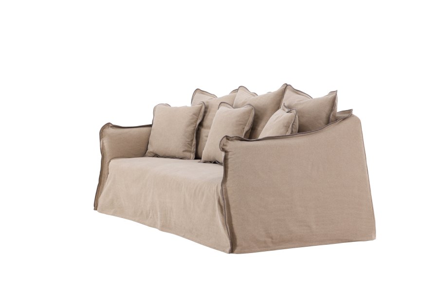 VIND COLLECTION Oskarshamn 3-seters sofa - beigebrunt stoff og bjrketre