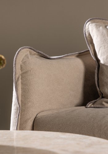 VIND COLLECTION Oskarshamn 3-seters sofa - beigebrunt stoff og bjrketre