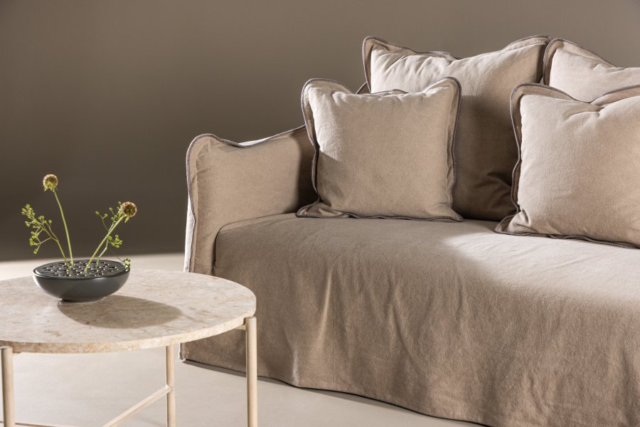 VIND COLLECTION Oskarshamn 3-seters sofa - beigebrunt stoff og bjrketre