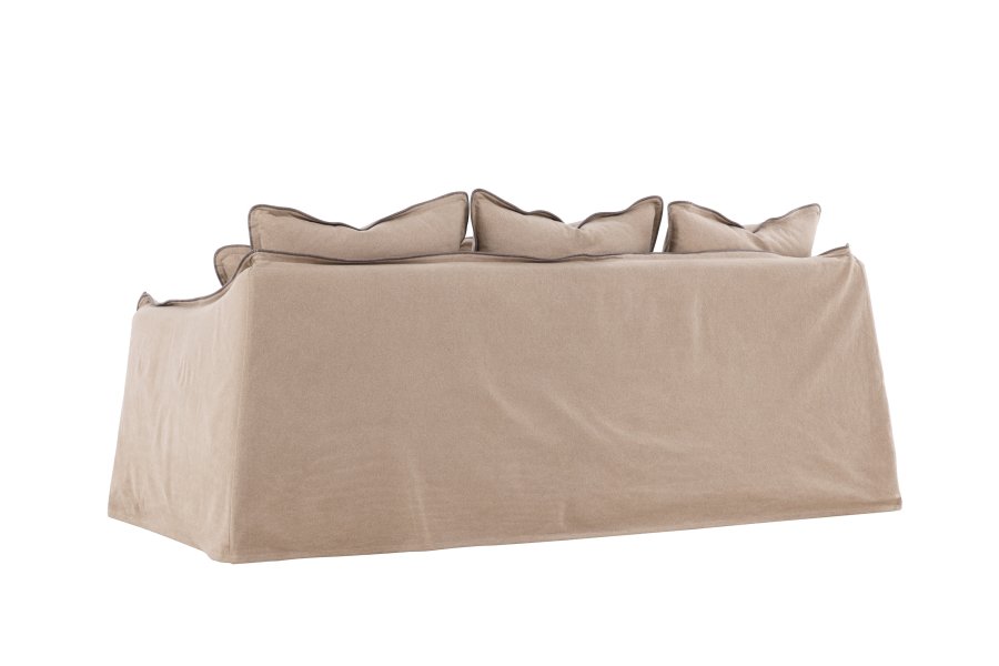 VIND COLLECTION Oskarshamn 3-seters sofa - beigebrunt stoff og bjrketre