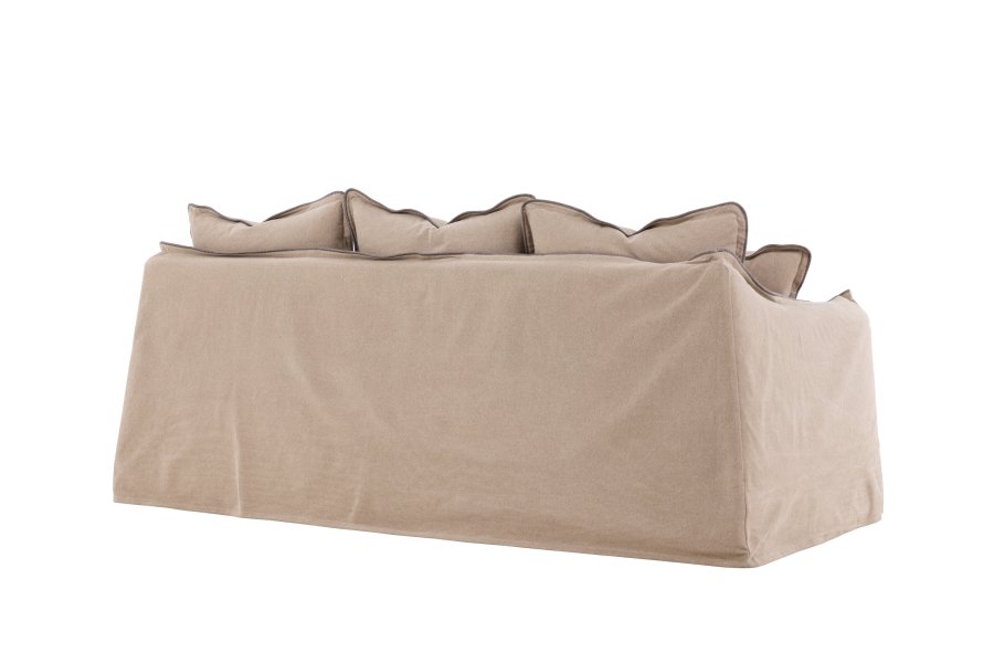 VIND COLLECTION Oskarshamn 3-seters sofa - beigebrunt stoff og bjrketre
