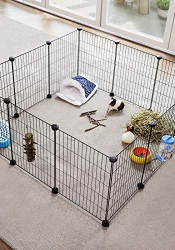 SONGMICS lekegrind for kjledyr, hamstere, marsvin, sm dyr - svart metall