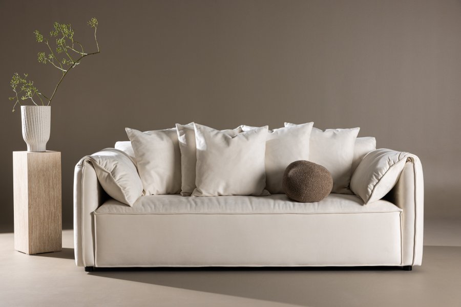 VIND COLLECTION Torekov 3-seters sofa - beige polyesterstoff og bjrketre
