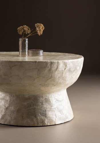 VIND COLLECTION Sandn salongbord, rundt - beige capiz (70)