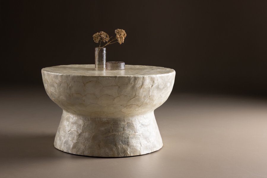 VIND COLLECTION Sandn salongbord, rundt - beige capiz (70)