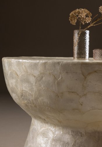 VIND COLLECTION Sandn salongbord, rundt - beige capiz (70)