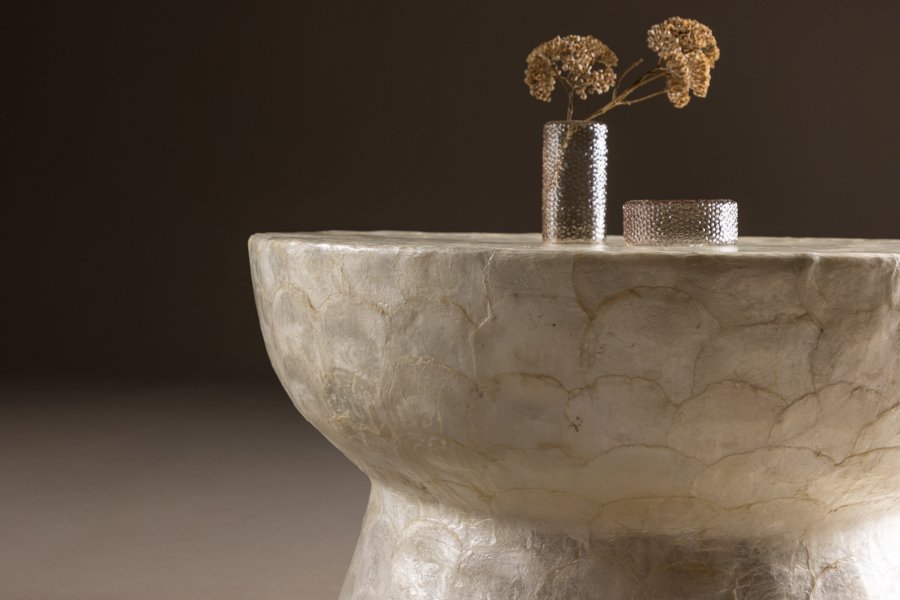 VIND COLLECTION Sandn salongbord, rundt - beige capiz (70)