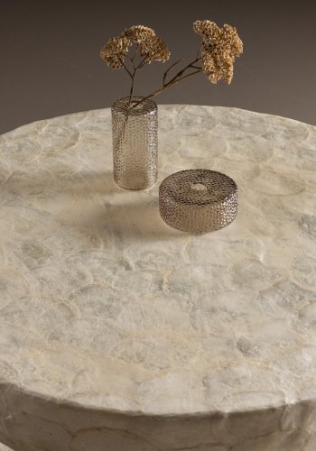 VIND COLLECTION Sandn salongbord, rundt - beige capiz (70)