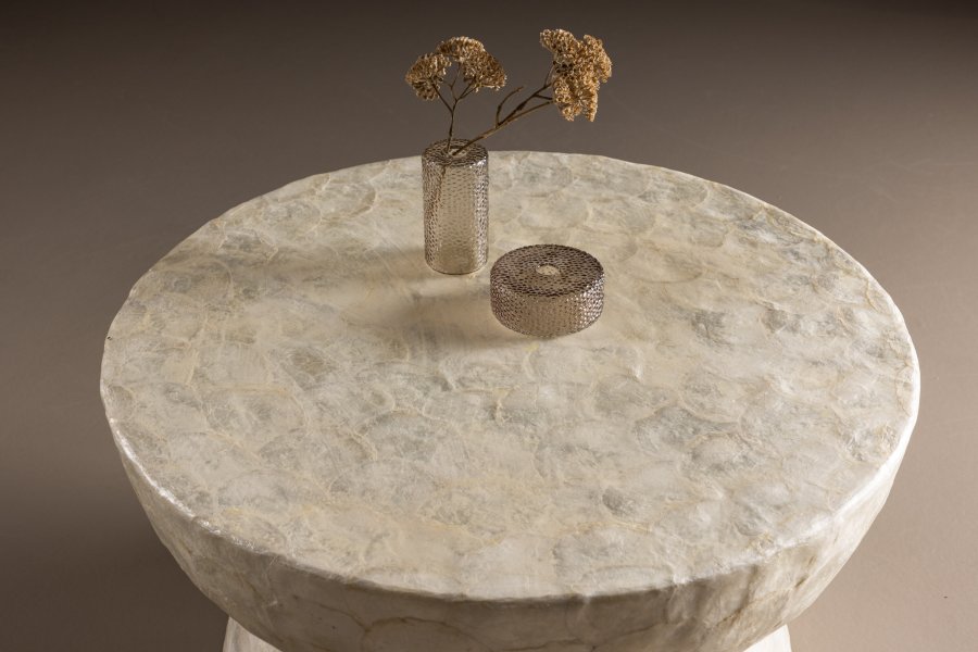 VIND COLLECTION Sandn salongbord, rundt - beige capiz (70)