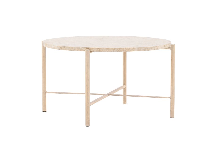 VIND KOLLEKSJON Sandhamn sofabord, rundt - beige mactan stein og jern (70)