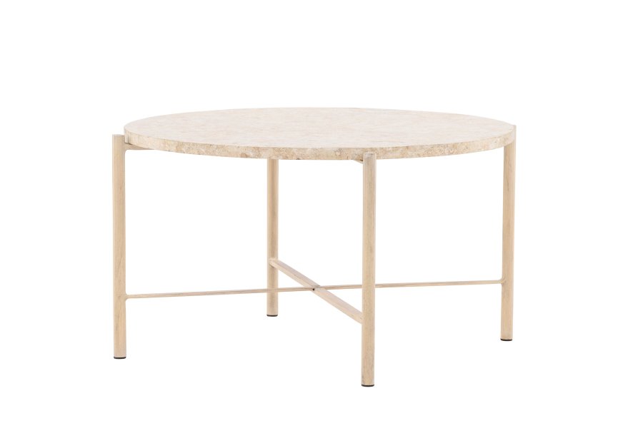VIND KOLLEKSJON Sandhamn sofabord, rundt - beige mactan stein og jern (70)