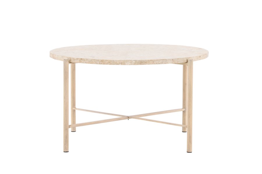 VIND KOLLEKSJON Sandhamn sofabord, rundt - beige mactan stein og jern (70)