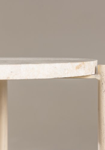 VIND COLLECTION Sandhamn sofabord, rund - beige mactan sten og jern (40)