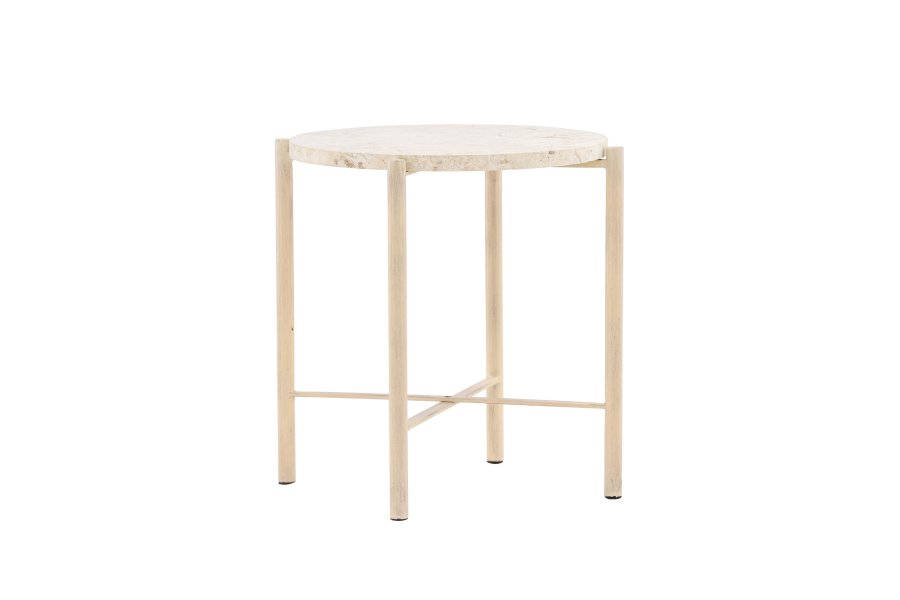 VIND COLLECTION Sandhamn sofabord, rund - beige mactan sten og jern (40)