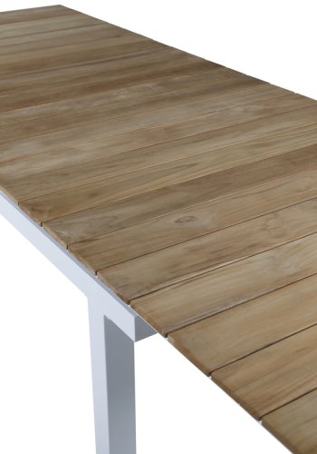 VENTURE DESIGN rektangulrt Mexico hagebord med uttrekk - naturlig teak og hvit aluminium