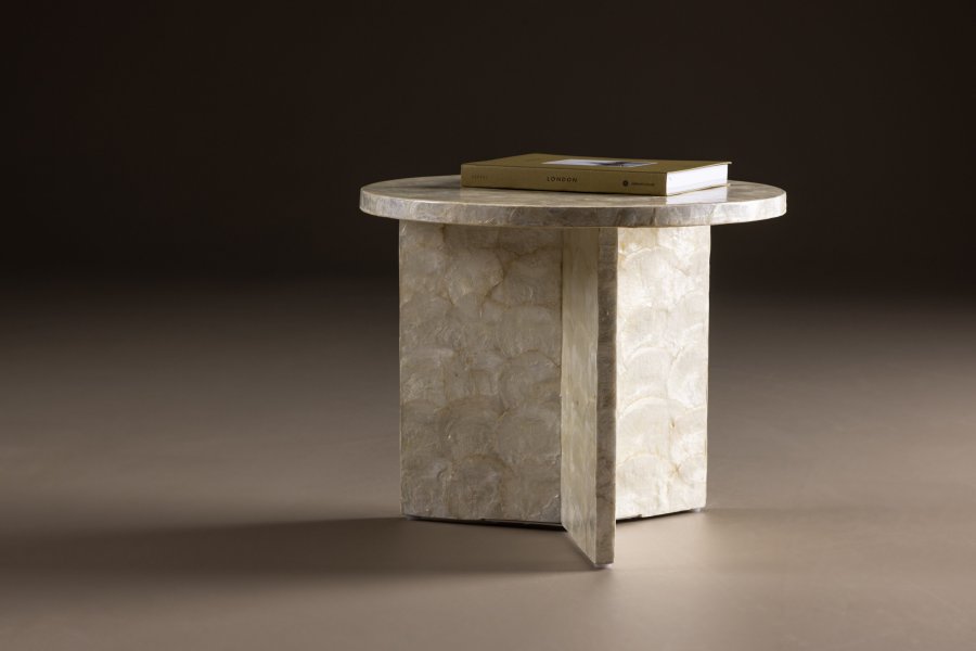 VIND COLLECTION Smögen salongbord, rundt - beige capiz (40)