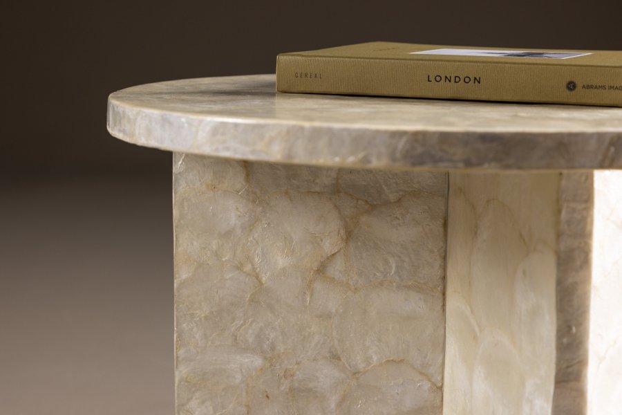 VIND COLLECTION Smögen salongbord, rundt - beige capiz (40)