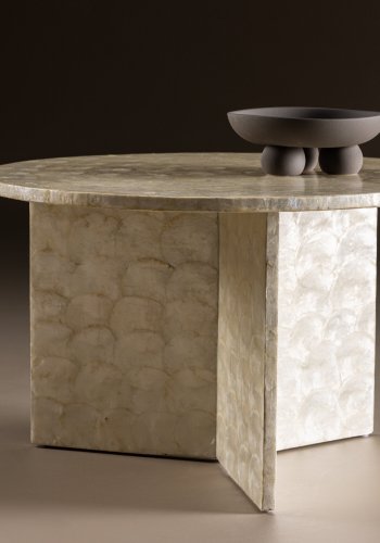 VIND COLLECTION Smögen salongbord, rundt - beige capiz (70)