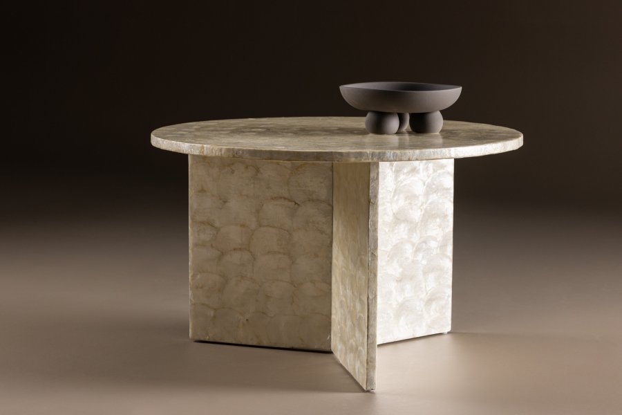 VIND COLLECTION Smögen salongbord, rundt - beige capiz (70)