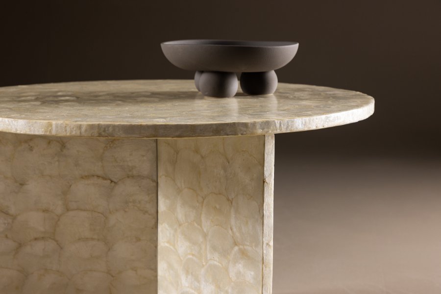 VIND COLLECTION Smögen salongbord, rundt - beige capiz (70)