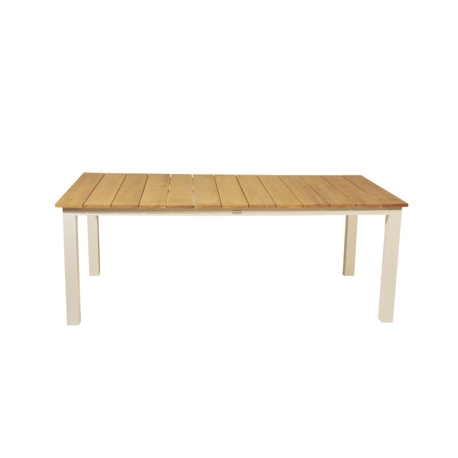 VENTURE DESIGN rektangulrt Mexico hagebord - naturlig teak og hvit aluminium (210x100)