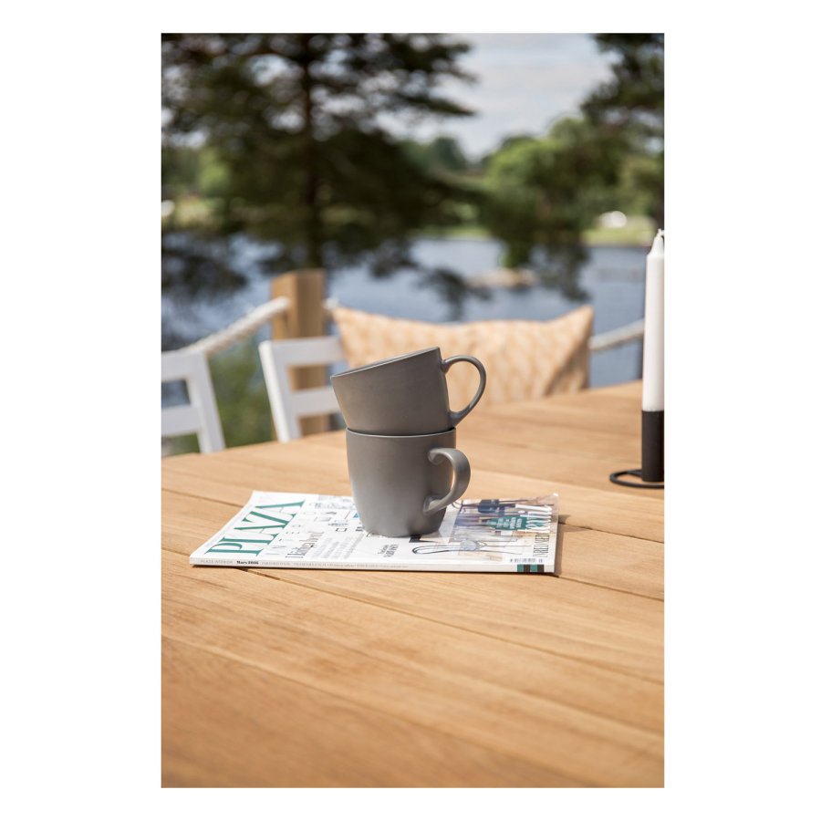 VENTURE DESIGN rektangulrt Mexico hagebord - naturlig teak og hvit aluminium (210x100)