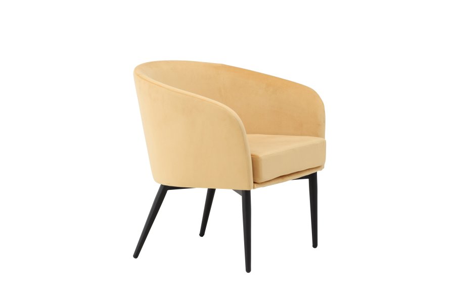 VENTURE DESIGN Fluffy Sessel - schwarze Beine / gelber Samt