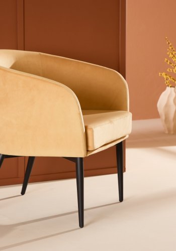 VENTURE DESIGN Fluffy Sessel - schwarze Beine / gelber Samt