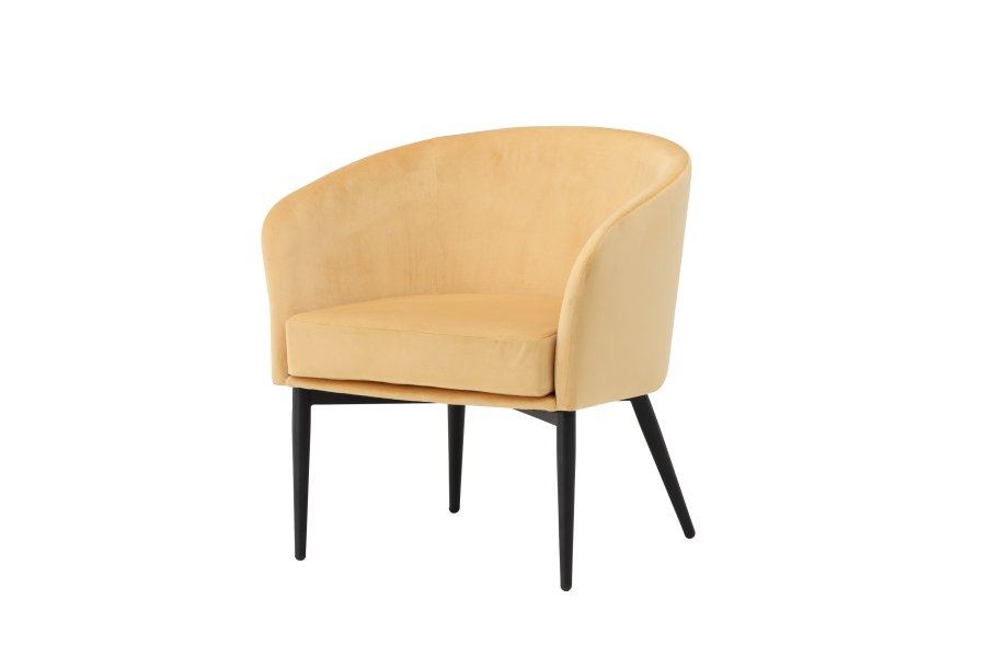 VENTURE DESIGN Fluffy Sessel - schwarze Beine / gelber Samt