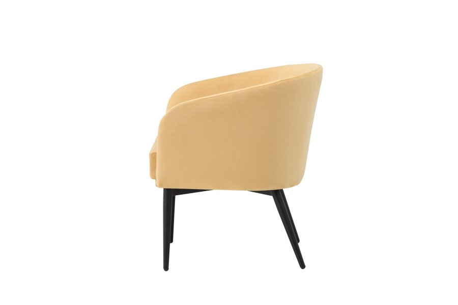 VENTURE DESIGN Fluffy Sessel - schwarze Beine / gelber Samt