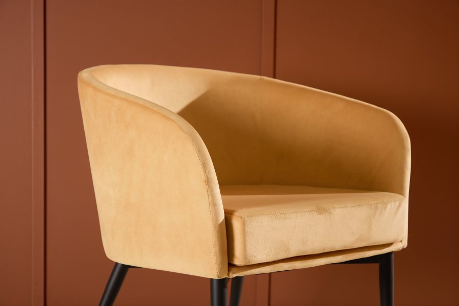 VENTURE DESIGN Fluffy Sessel - schwarze Beine / gelber Samt