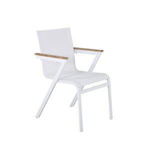 VENTURE DESIGN Mexico havestol, m. armln - natur teak, hvid textilene og aluminium