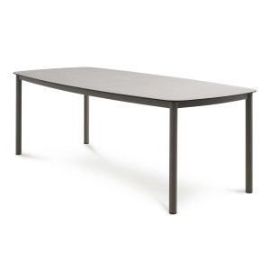 Kreta havebord, rektangulr - sand frosted glas og sand aluminium (220x100)