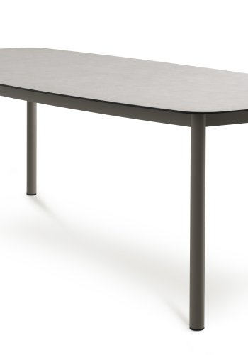 Kreta hagebord, rektangulrt - sandfrostet glass og sandaluminium (220x100)