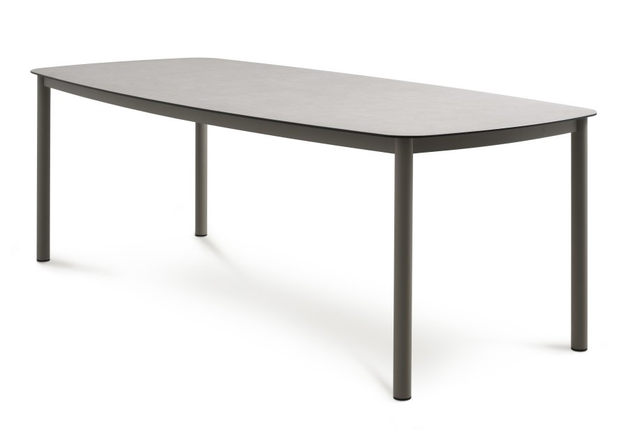 Kreta hagebord, rektangulrt - sandfrostet glass og sandaluminium (220x100)