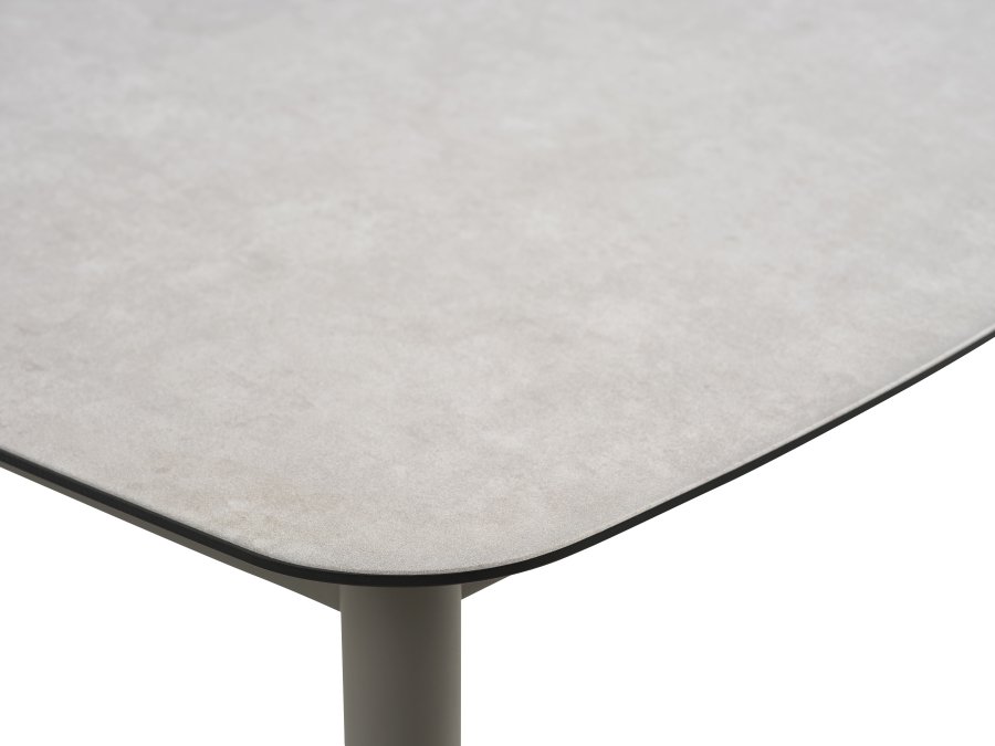 Kreta hagebord, rektangulrt - sandfrostet glass og sandaluminium (220x100)