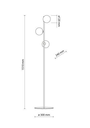 TK Estera gulvlampe, m. 3 skjermer - bronseglass og brunt metall