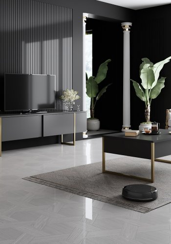 NORDVÄRK Luxe TV-Ständer mit Türen - anthrazitgraues Melamin und goldenes Metall (180x30)